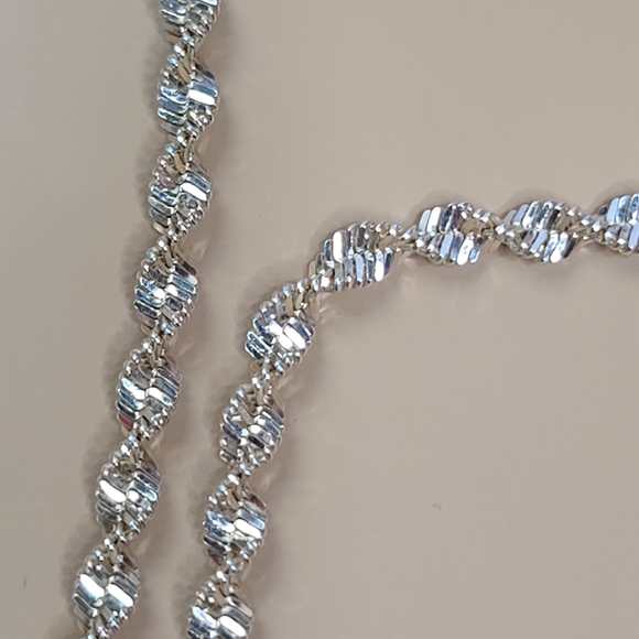 Sterling Silver Twisted Chain Necklace Delicate 18" Vintage Retro Unique - Picture 12 of 13